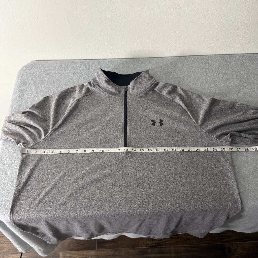 Under Armour Tech Gray Half Zip Long Sleeve Pullover Shirt Athletic Mens 2XL - Picture 8 of 10